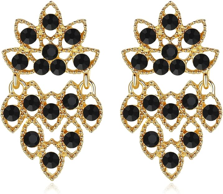 ONE PAIR: Crystal Multi Gold/Silver Rhinestone Chandelier Wedding Bridal Dangle Earrings