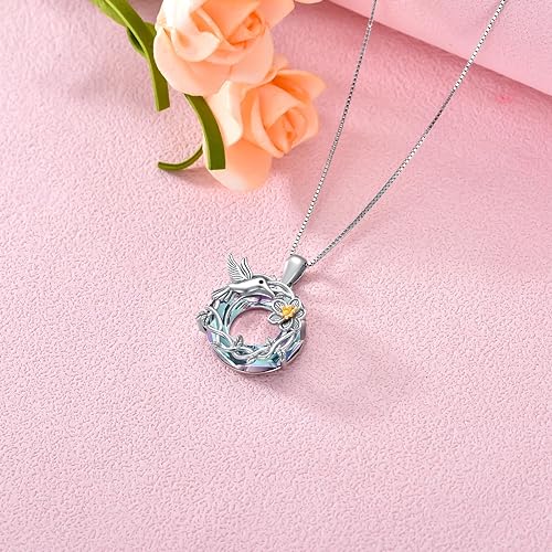 ONE :💎Hummingbirds Flower Pendant Necklace Fine Jewelry 💎