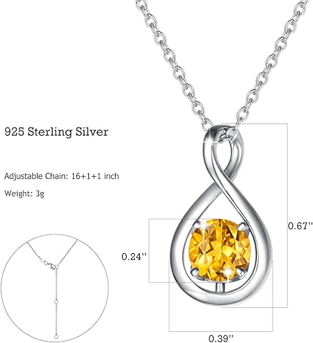 ONE: Birthstone Necklace Gifts For Women, Love Pendant Birthstone Jewelry 16+2 inch Silver Chain NOV
