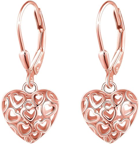 ONE:  Style: HEART DROP ROSE GOLD Dangle Earrings 925 Sterling Silver