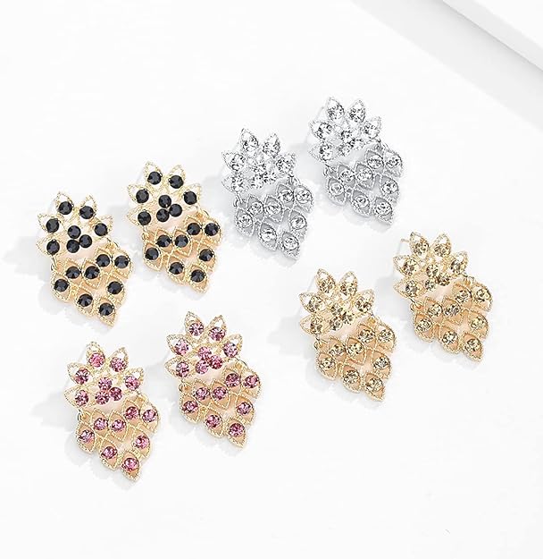 ONE PAIR: Crystal Multi Gold/Silver Rhinestone Chandelier Wedding Bridal Dangle Earrings