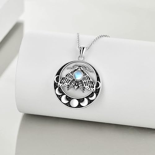 ONE :💎 Moonstone Moth Pendant NECKLACE Fine Jewelry 💎