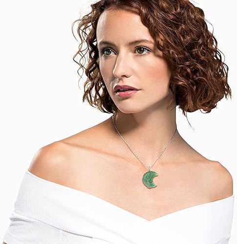 ONE: 💓August-Nature Aventurine Crescent Moon Crystal Necklace 925 Sterling Silver