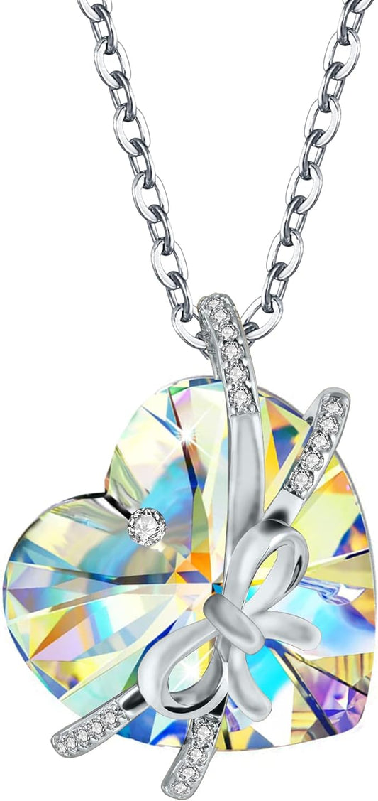 ONE :💎Elegant Silver Yellow Heart Pendant Necklace was made of blue crystal, which sparkles all the time