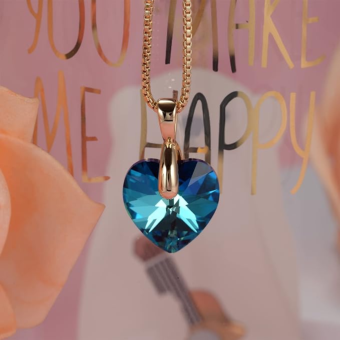 ONE :💎Elegant 1 GOLD BLUE Heart Pendant Necklace was made of blue crystal, which sparkles all the time
