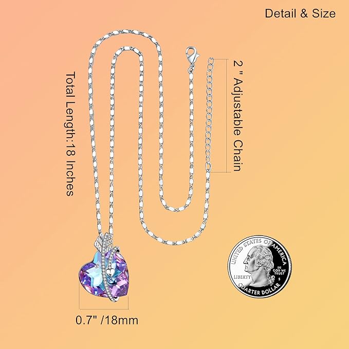 ONE :💎Elegant Purple Heart Pendant Necklace was made of blue crystal, which sparkles all the time
