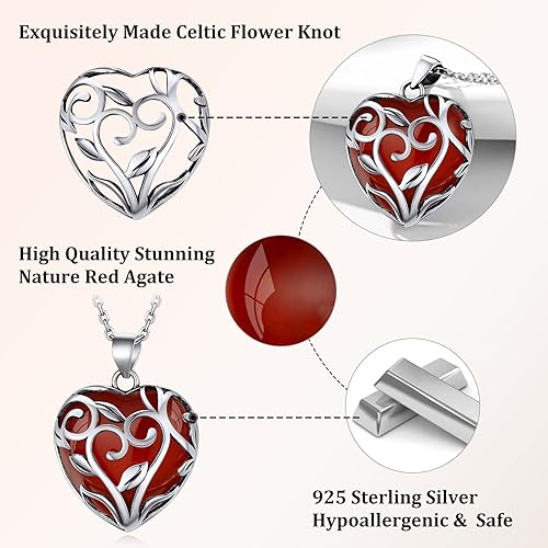 ONE: Style: 925 Sterling Silver Heart January Garnet Necklace