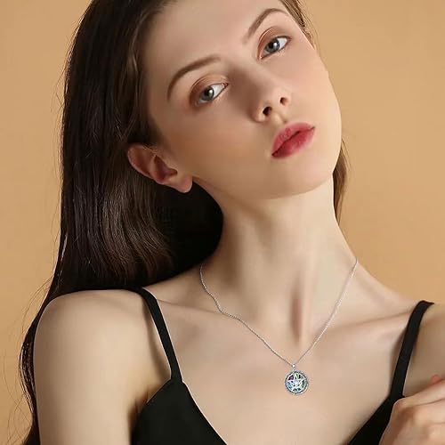 ONE :💎Style: Pentagram Star Amulet Moonstone Pendant Necklace Fine Jewelry 💎