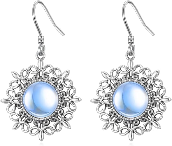 ONE:  Filigree Earrings Color: Moonstone Dangle Earrings 925 Sterling Silver