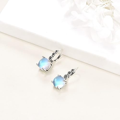 ONE:  Exquisite Color: MOONSTONE  Dangle Earrings 925 Sterling Silver