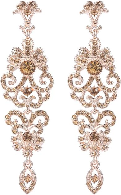 ONE PAIR: Crystal Multi Gold/Silver Rhinestone Chandelier Wedding Bridal Dangle Earrings