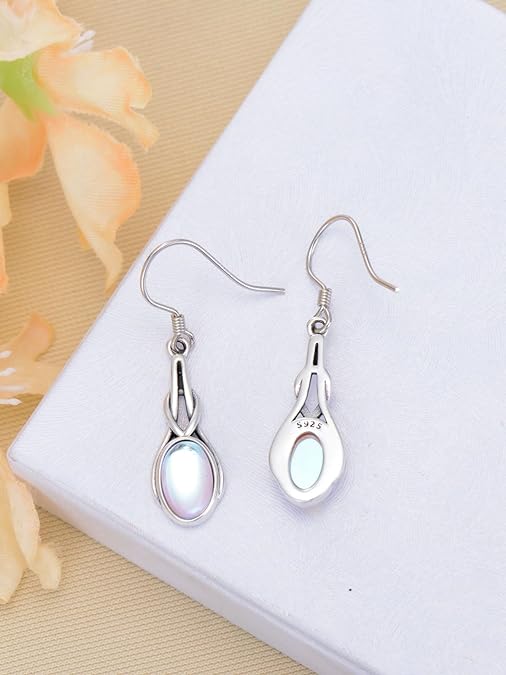 ONE:  Dangle Drop Earrings Color: Moonstone Dangle Earrings 925 Sterling Silver
