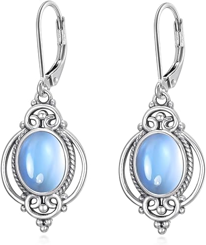 ONE:  DROP Earrings Color: Moonstone Dangle Earrings 925 Sterling Silver