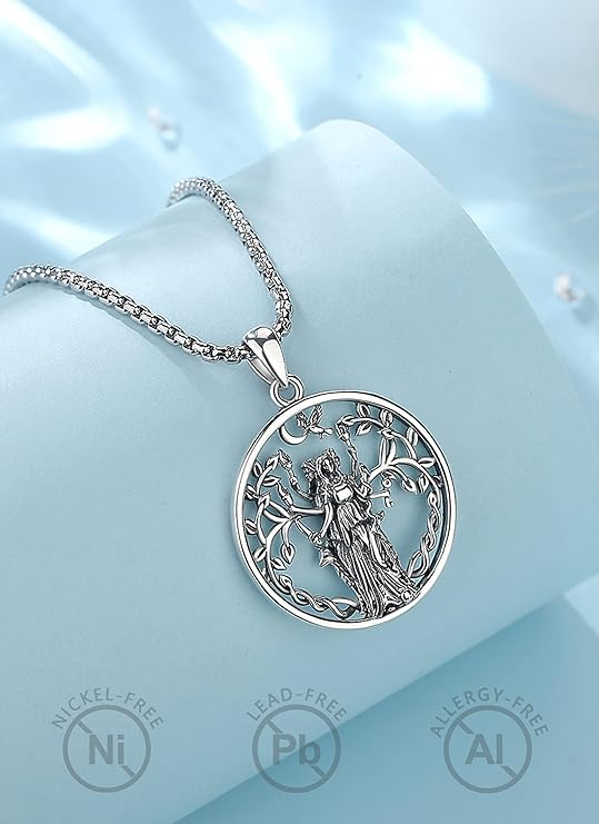 ONE :💎The Triple Moon Goddess Symbol Pendant Necklace Fine Jewelry 💎
