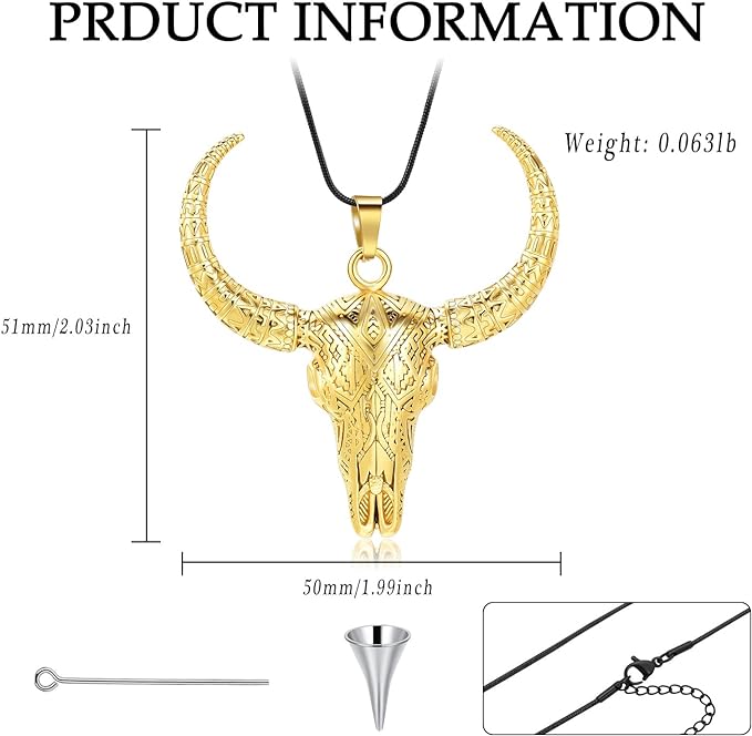 ONE:  Bull Skull Necklace Jewelry.