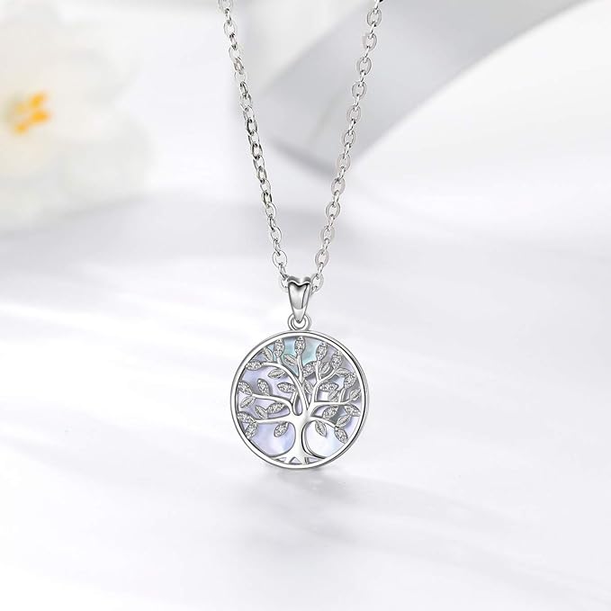 ONE :💎Mother of Pearl Tree Pendant Necklace Fine Jewelry 💎