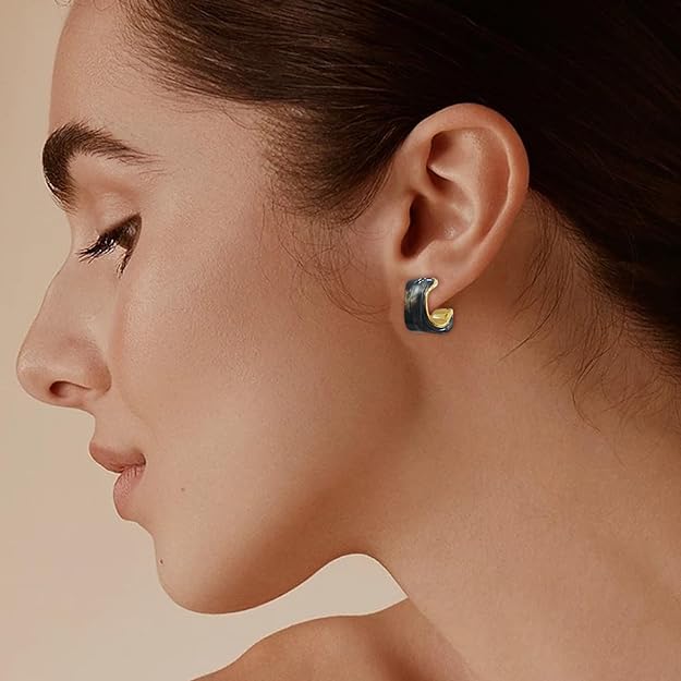 ONE Pair:  Resin Earrings for Women - Post Drop Earrings 14k Gold Plated