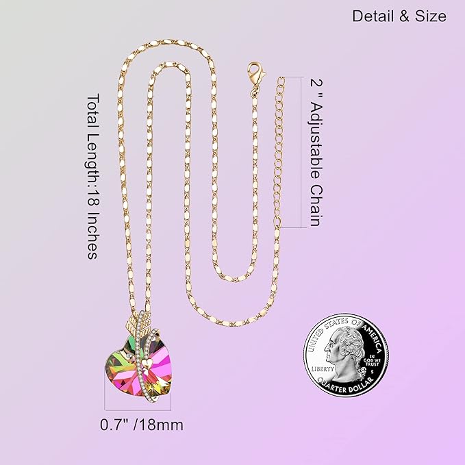 ONE :💎Elegant Gold Green Heart Pendant Necklace was made of blue crystal, which sparkles all the time