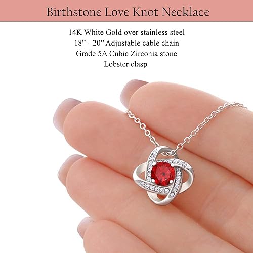 ONE :💎 Birthstone Necklace Gifts For Women, Love Knot Pendant Birthstone Jewelry 18 Inch Silver Chain JAN
