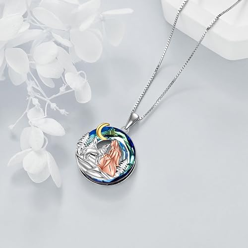 ONE :💎Style: Wolf and Girl Pendant Necklace Fine Jewelry 💎