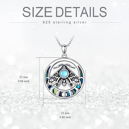 ONE :💎 Moonstone Abalone Shell Moth Pendant NECKLACE Fine Jewelry 💎