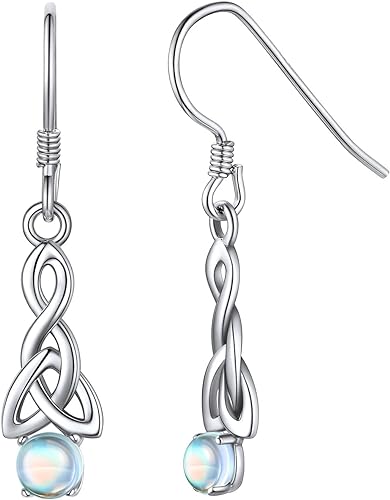 ONE: Exquisite Color: MOONSTONE Dangle Earrings 925 Sterling Silver