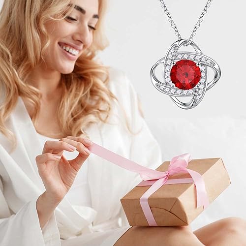 ONE :💎 Birthstone Necklace Gifts For Women, Love Knot Pendant Birthstone Jewelry 18 Inch Silver Chain JAN