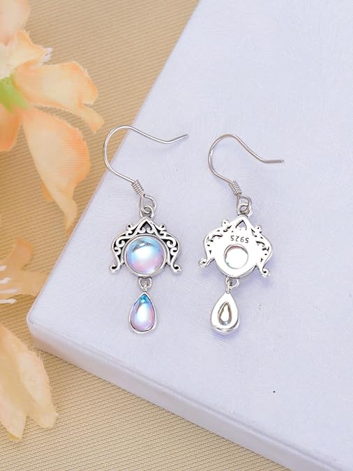 ONE:  TEAR DROP Earrings Color: Moonstone Dangle Earrings 925 Sterling Silver