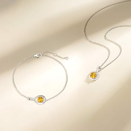 ONE: Birthstone Necklace Gifts For Women, Love Pendant Birthstone Jewelry 16+2 inch Silver Chain NOV