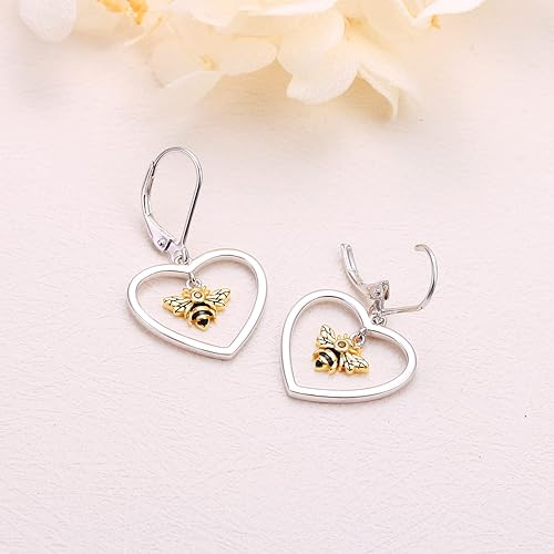 ONE:  Style: Heart Bees Earrings 925 Sterling Silver