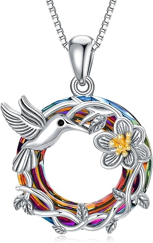 ONE :💎Hummingbird Flower Volcanic Crystal Pendant Necklace Fine Jewelry 💎