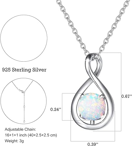 ONE: Birthstone Necklace Gifts For Women, Love Pendant Birthstone Jewelry 16+2 inch Silver Chain OCT