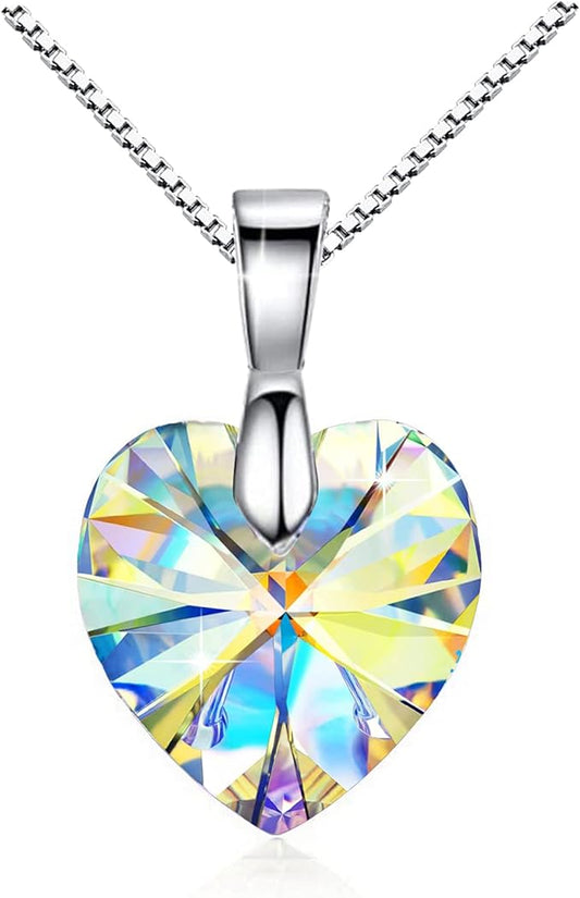 ONE :💎Elegant 1 SILVER YELLOW Heart Pendant Necklace was made of blue crystal, which sparkles all the time