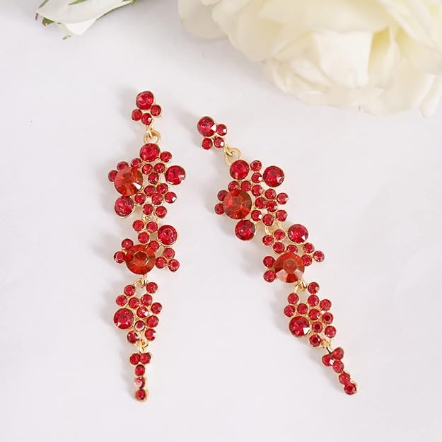 ONE PAIR: Crystal Multi Gold/Silver Rhinestone Chandelier Wedding Bridal Dangle Earrings