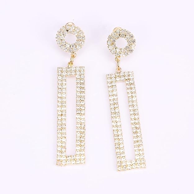 ONE PAIR: Crystal Multi Gold/Silver Rhinestone Chandelier Wedding Bridal Dangle Earrings