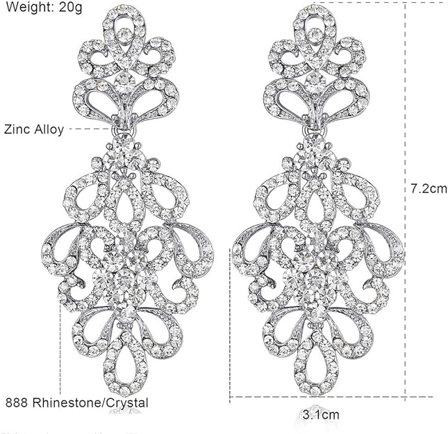 ONE PAIR: Crystal Multi Gold/Silver Rhinestone Chandelier Wedding Bridal Dangle Earrings