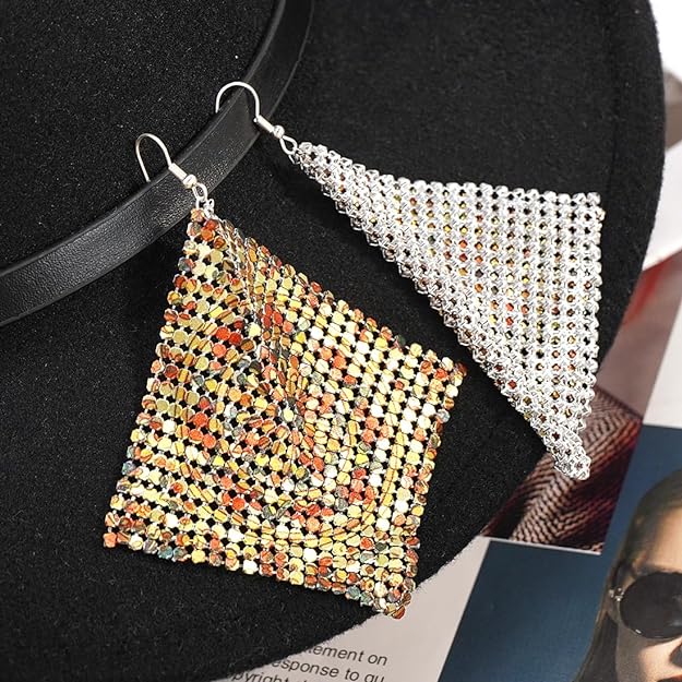 ONE PAIR: Crystal Multi Gold/Silver Rhinestone Chandelier Wedding Bridal Dangle Earrings