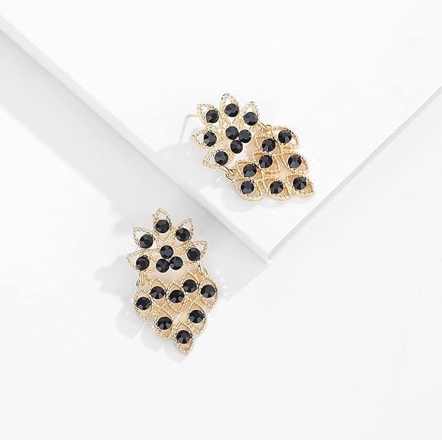 ONE PAIR: Crystal Multi Gold/Silver Rhinestone Chandelier Wedding Bridal Dangle Earrings