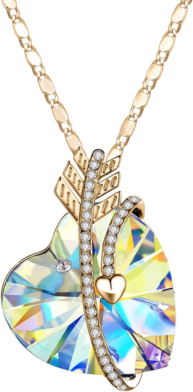 ONE :💎Elegant Gold Yellow Heart Pendant Necklace was made of blue crystal, which sparkles all the time