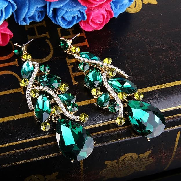 ONE PAIR: Crystal Multi Teardrop Cluster Chandelier Dangle Earrings