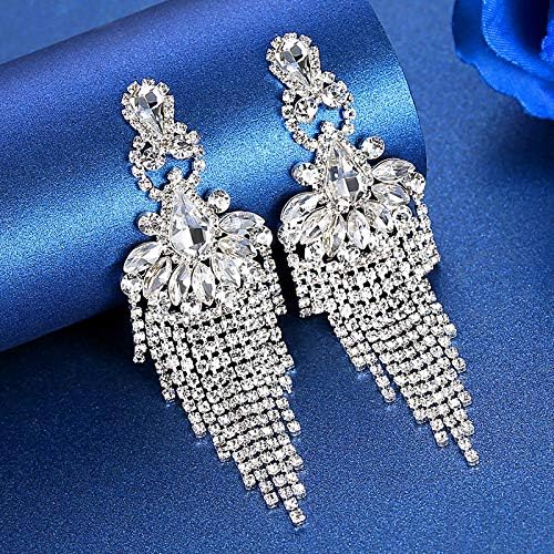 ONE PAIR: Crystal Multi Gold/Silver Rhinestone Chandelier Wedding Bridal Dangle Earrings