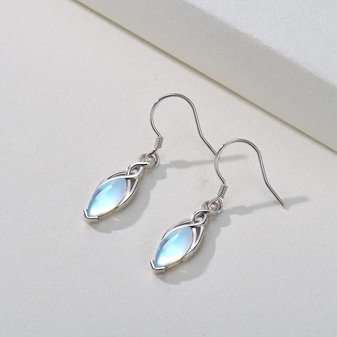 ONE:  Exquisite Earrings Color: Moonstone Dangle Earrings 925 Sterling Silver