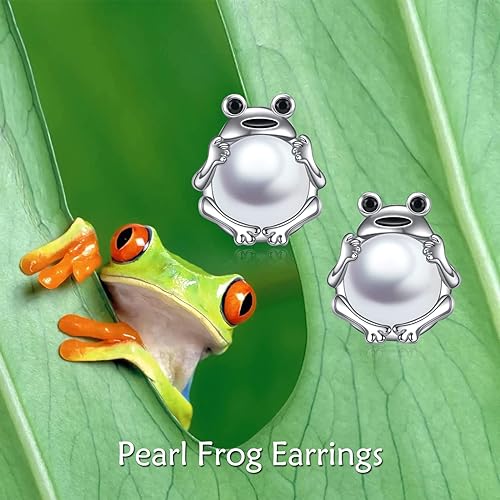 ONE: Exquisite FROG PEARL MOONSTONE Dangle Earrings 925 Sterling Silver