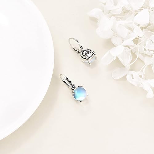 ONE:  Exquisite Color: MOONSTONE  Dangle Earrings 925 Sterling Silver