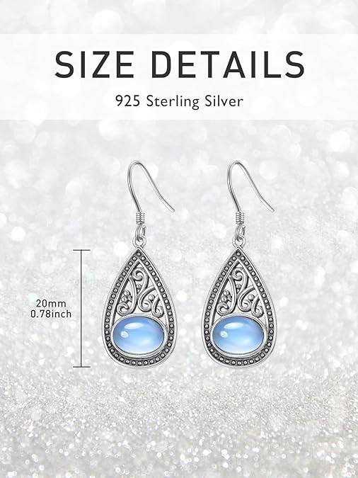 ONE:  Infinity Earrings Color: Moonstone Dangle Earrings 925 Sterling Silver