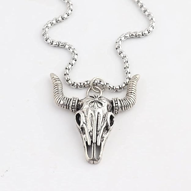 ONE:   Bull Skull Pendant Necklace Jewelry Premium Material: Medical Grade Stainless Steel 316L