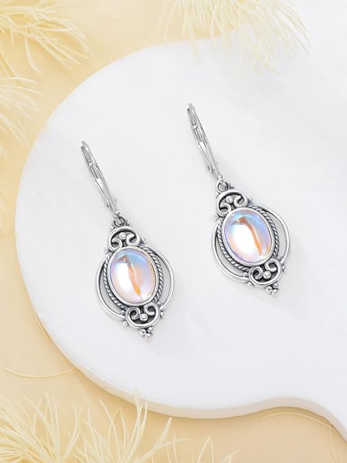 ONE:  DROP Earrings Color: Moonstone Dangle Earrings 925 Sterling Silver