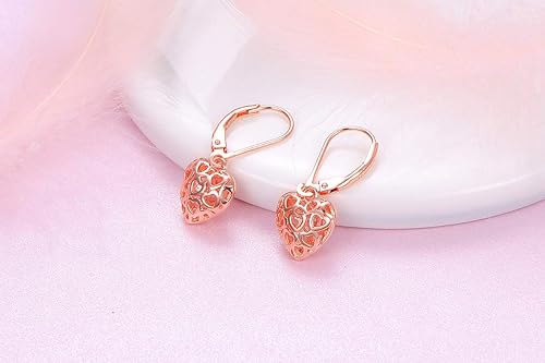 ONE:  Style: HEART DROP ROSE GOLD Dangle Earrings 925 Sterling Silver