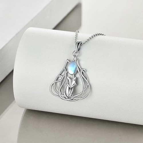 ONE :💎Fox Moonstone Pendant Necklace Fine Jewelry 💎