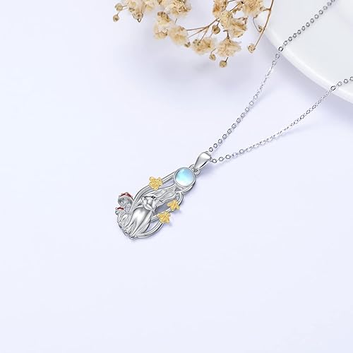 ONE :💎Style: Rabbit Moonstone Pendant Necklace Fine Jewelry 💎